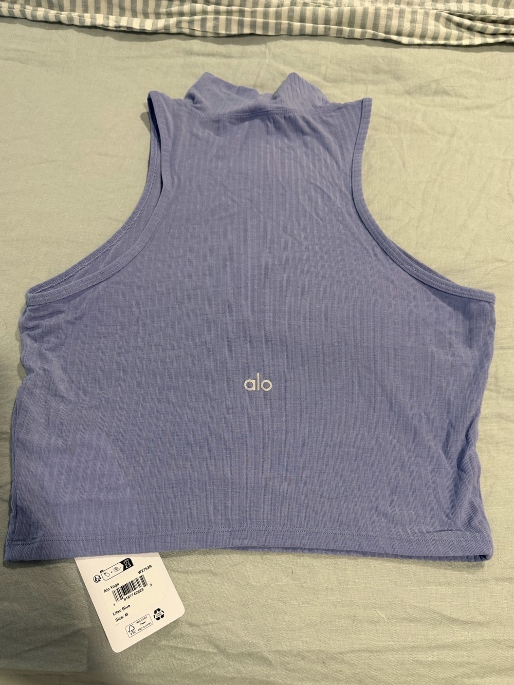 ALO Yoga Ribbed Mock Neck Crop Top - Lialic - Picture 3 of 5